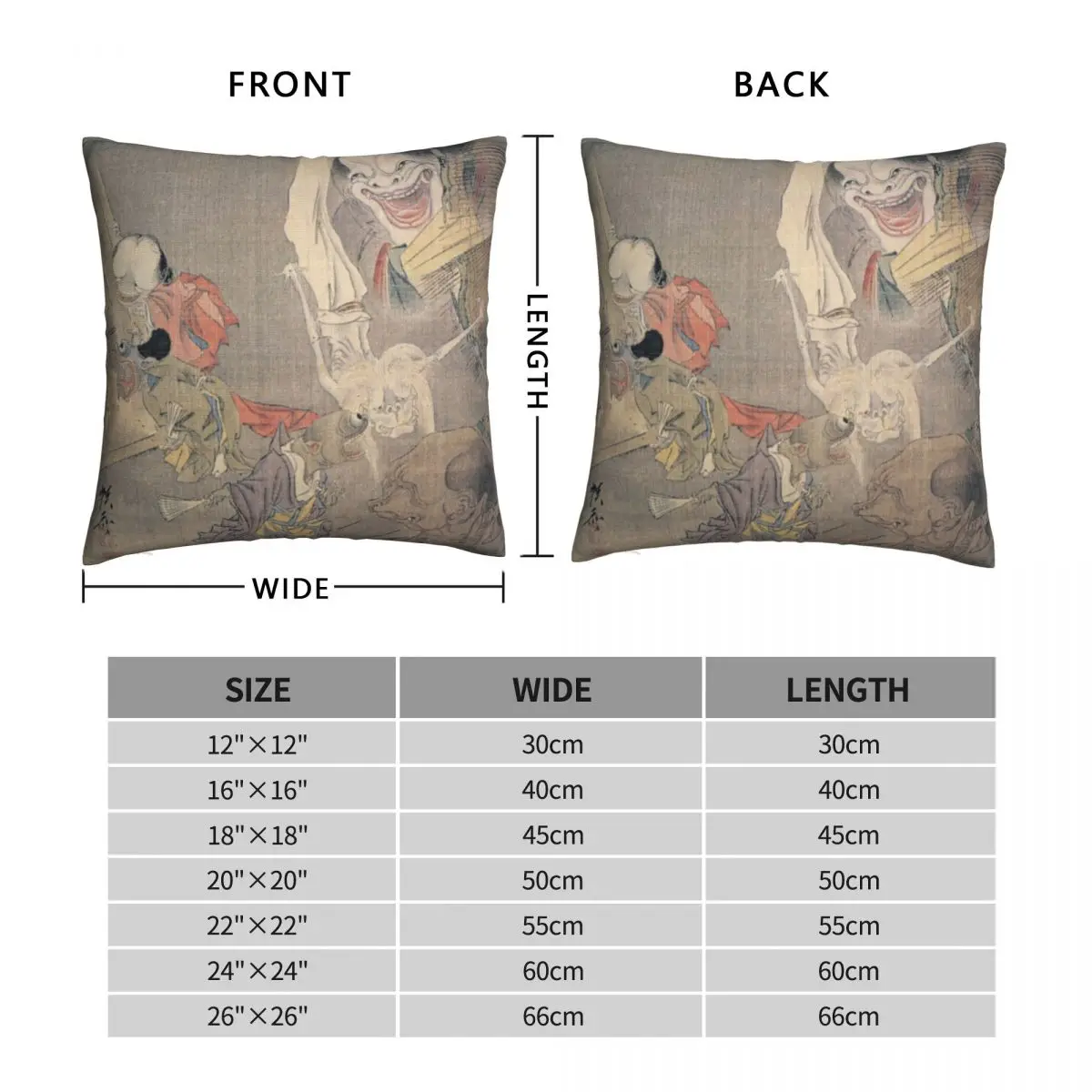 Yokai Triptych B Pillowcase Polyester Linen Velvet Printed Zip Decorative Throw Pillow Case Sofa Seater Cushion Case Wholesale