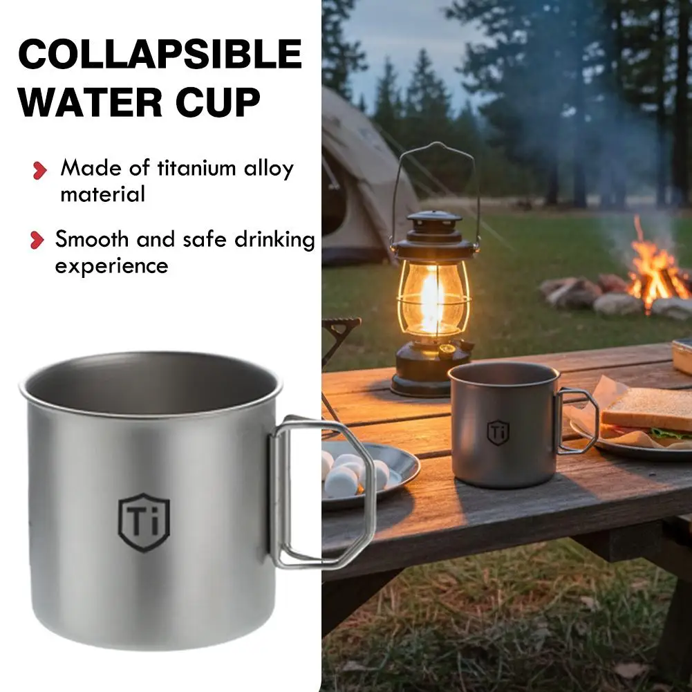 

Сверхлегкая походная кружка из чистого титана с складной ручкой, портативная уличная кружка для чая и кофе для пеших прогулок, путешествий, пикников
