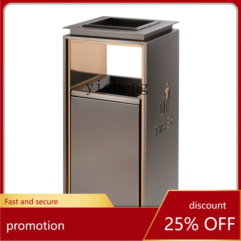 

CZ Stainless Steel Trash Can Hotel Lobby Elevator with Ashtray Garbage Bin