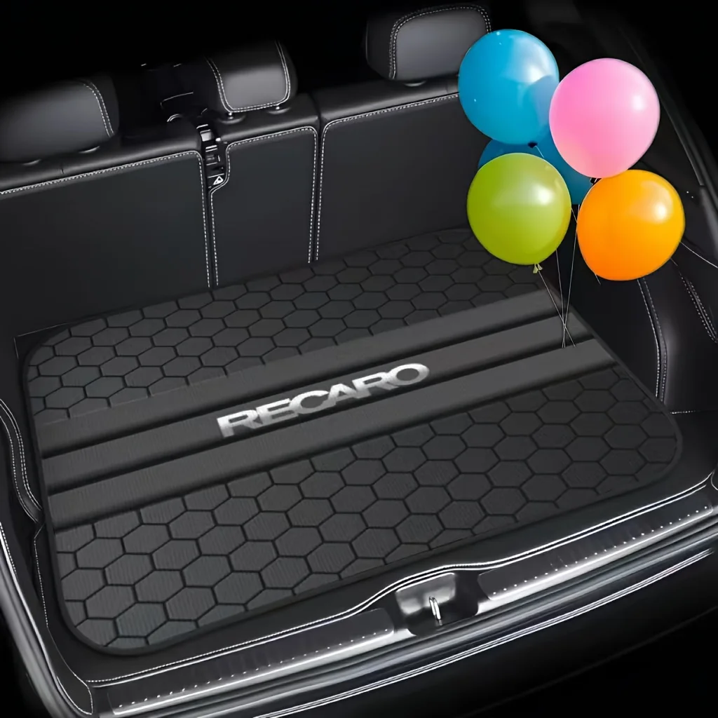 1pc Silvery RECARO Pattern Car Trunk Mat, All-Season Universal Fit, Stylish Decorative Accessory To Enhance Your Vehicle's Appea