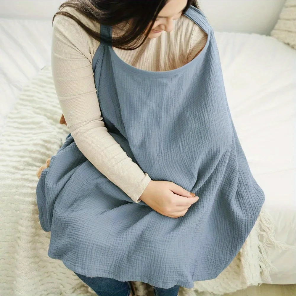 

Breathable Nursing Cover with Adjustable Strap, Soft Cotton Shawl for Discreet Breastfeeding on The Go