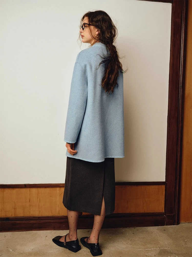 OLrain 女性ウールジャケット 2025 秋冬ロングコート暖かいシングルブレストアウターエレガントな女性服 GO57QS001301