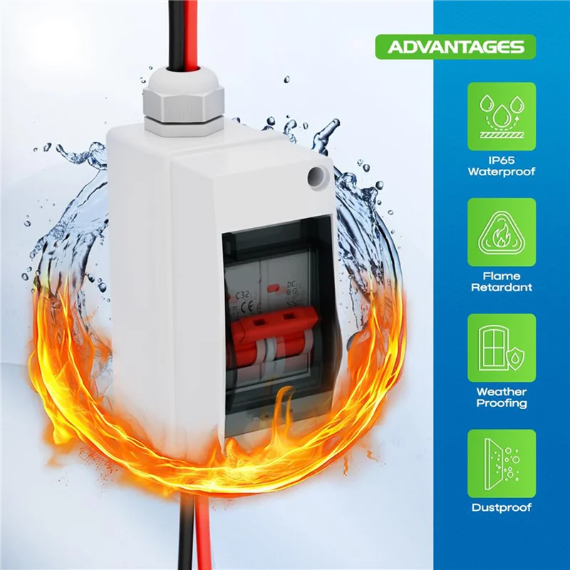 

WORTHOWN-2X Solar Panel Disconnect Switch, CGELE32A DC 500V Breaker Box PV Disconnect Switch With IP65 Waterproof Box