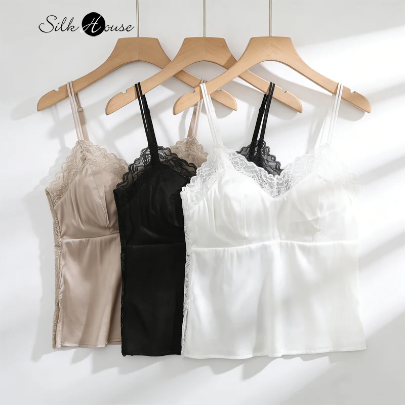 

French Natural Mulberry Silk Suspender Bra Elastic Satin Water-soluble Lace Rabbit Ear Cup U-shaped Female Sexy Back Lingerie