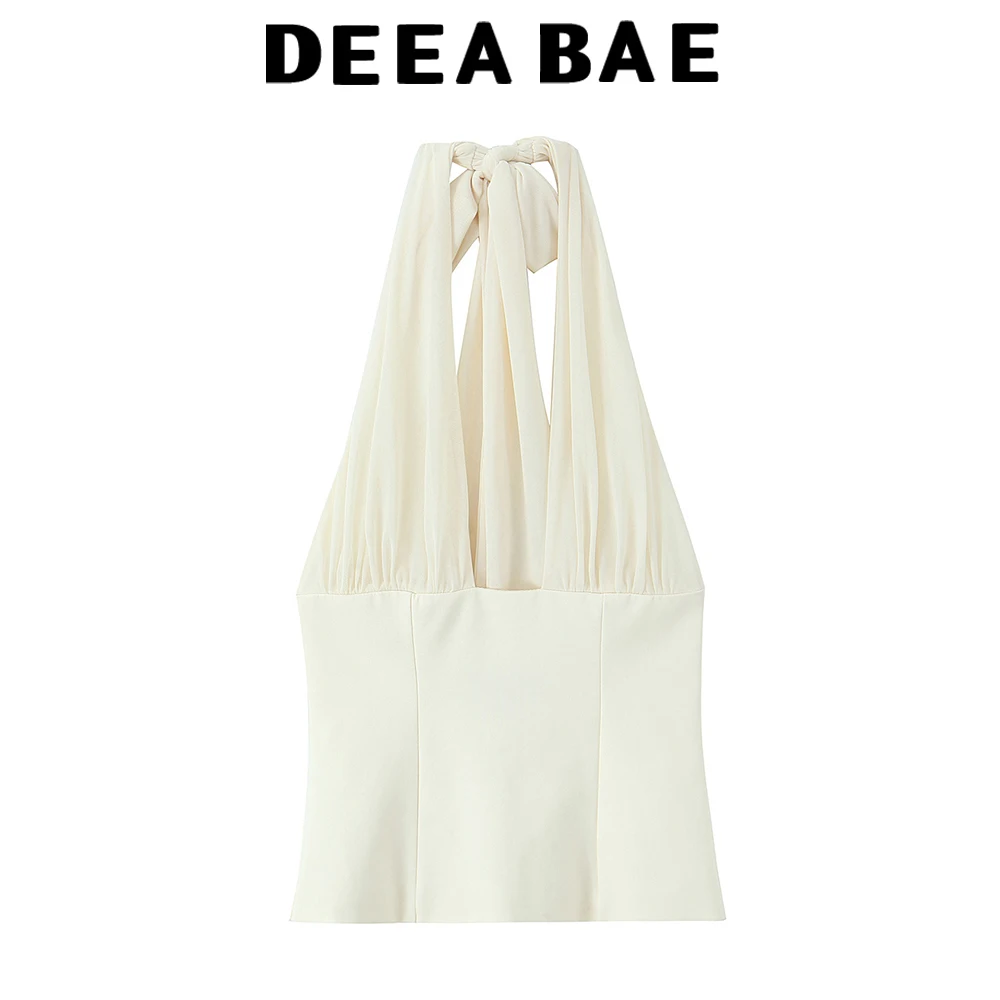 DEEABAE 2026 Frühling/Sommer Neue Damenmode Sexy Seiden-Mesh-Kragen-Top mit Neckholder