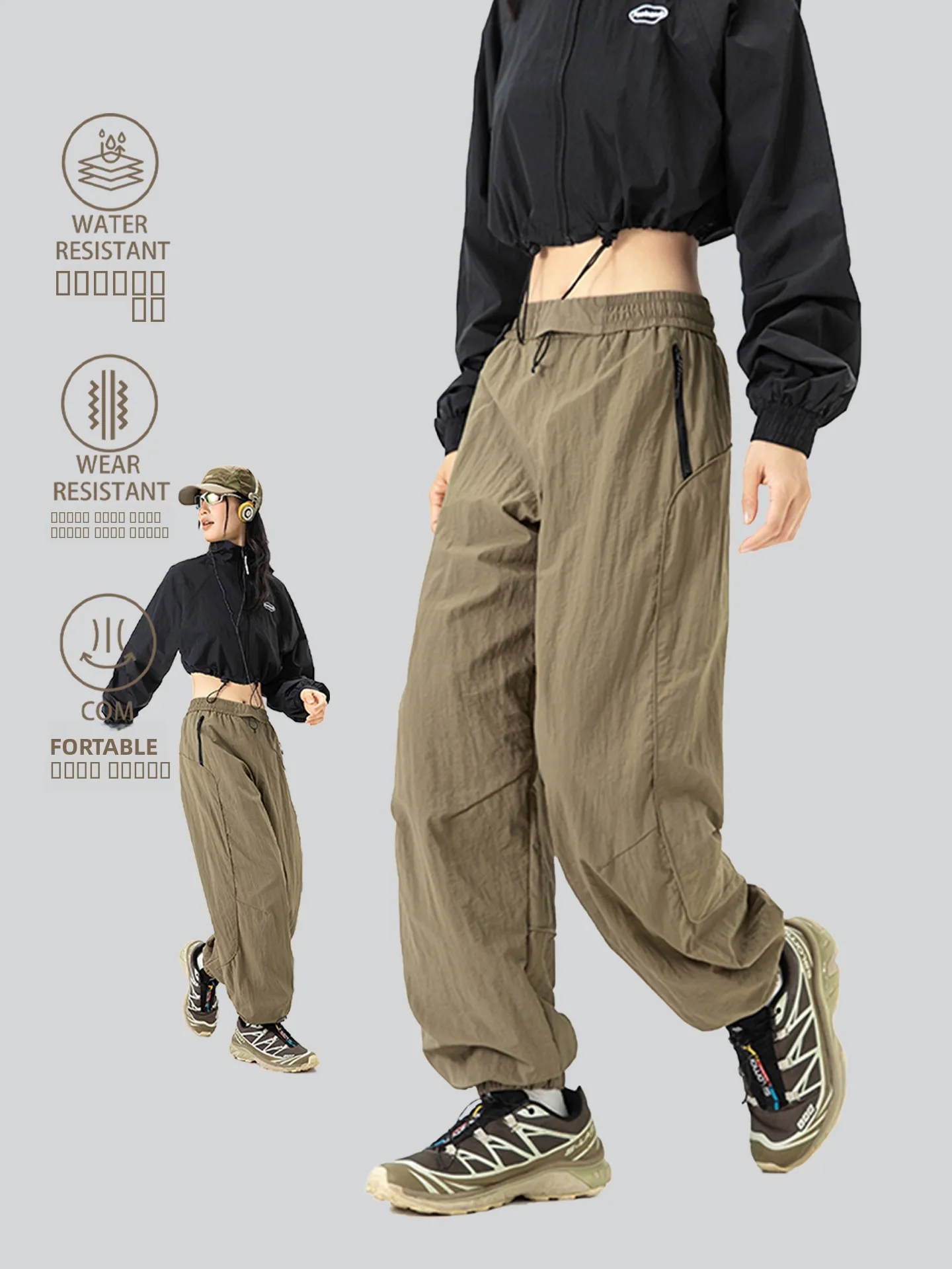 

Trendy Outdoor Water-Resistant Workwear Trousers Loose Fit Hiking Mountain Climbing ex Spring New Sle Long Pants