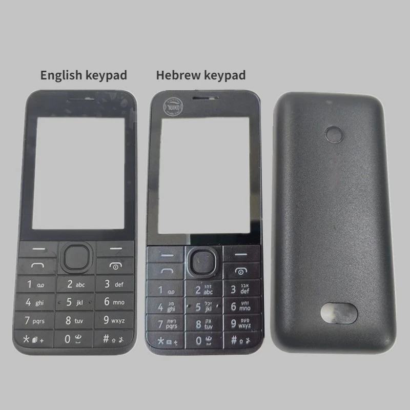 Full Complete Mobile Phone Housing Cover Case+English Keypad and Hebrew Keypad Replacement Parts for Nokia 208