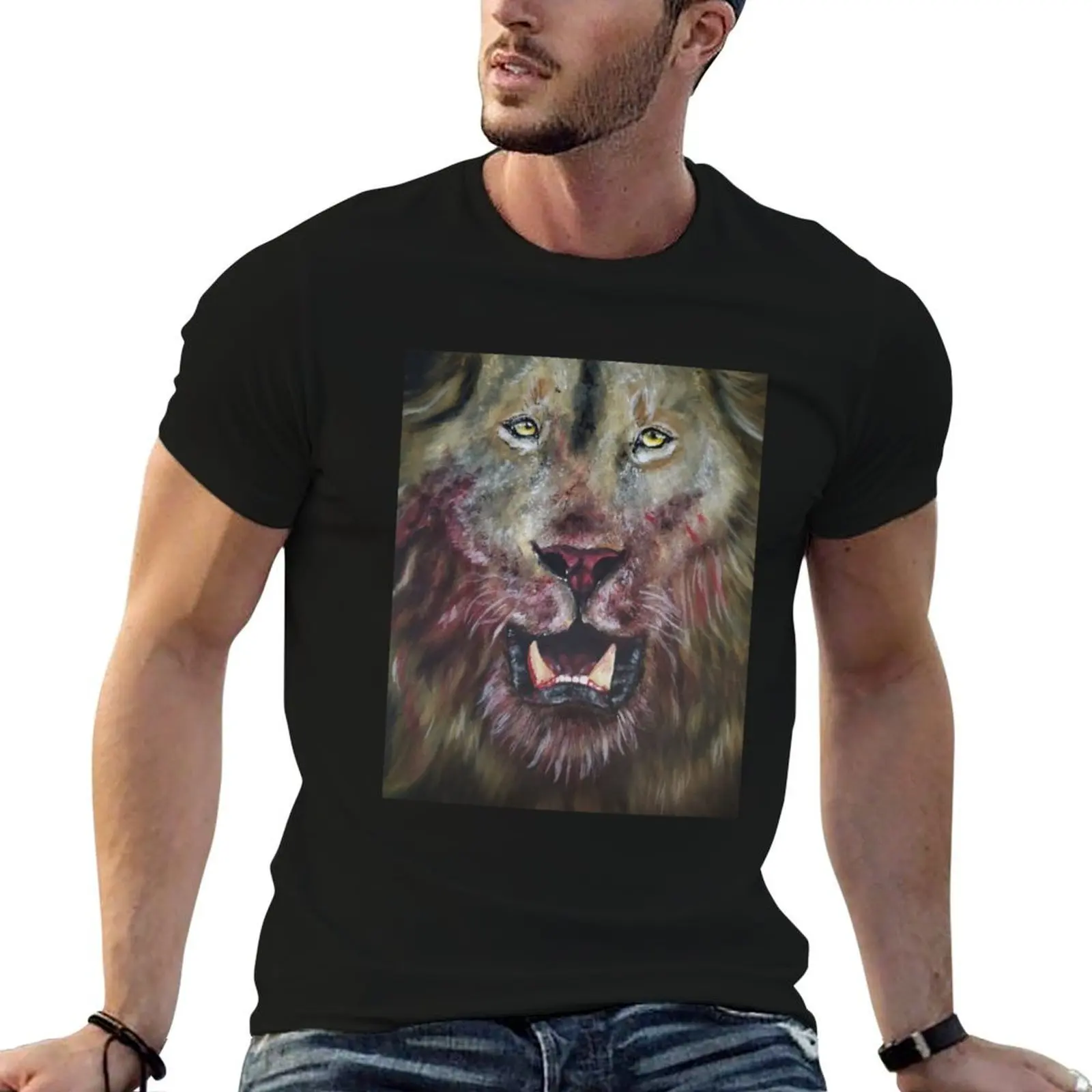 

The Bloody Lion Eats Tonight T-Shirt man t shirt graphic man t shirt cotton man t shirt luxury T-Shirt