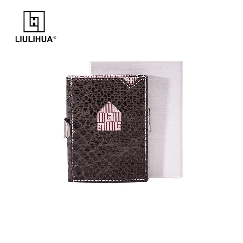 LLH Mini vertical small wallet short fashion creative ultra thin RFID card bag young men and women business bank card holder