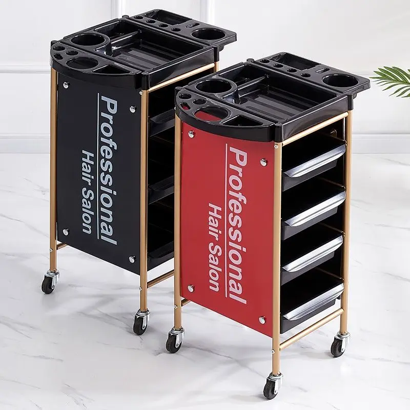 Salon Trolley Salon Furniture New Retro Reinforced Tool Handcart for Barbershop Hair Stylist Perming Coloring Styling Use
