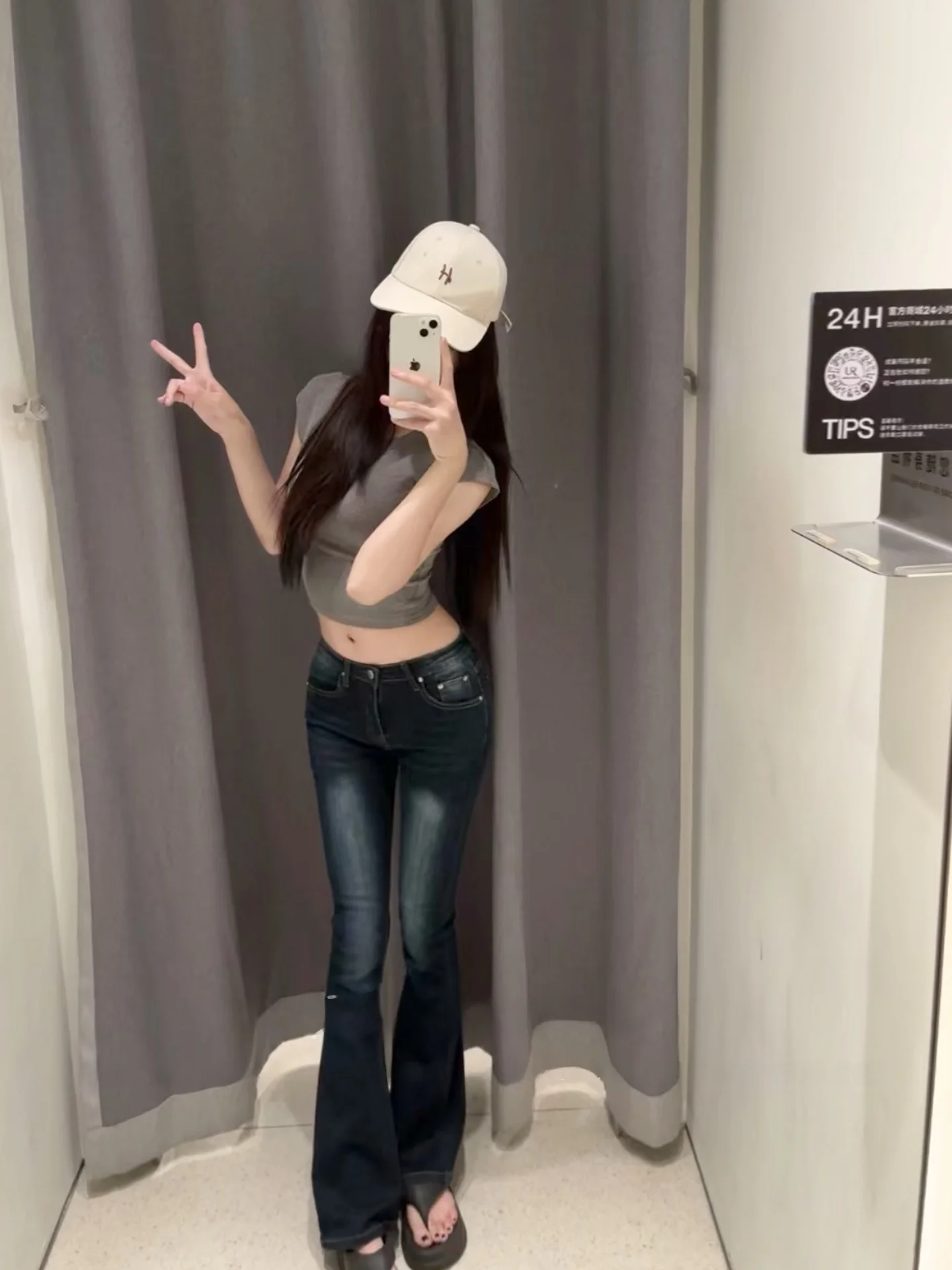 

Spring New Retro Waed Low Waist Hip Enhancing Micro Flared Denim Jeans Women's Slimming Sli Blue Long Trousers