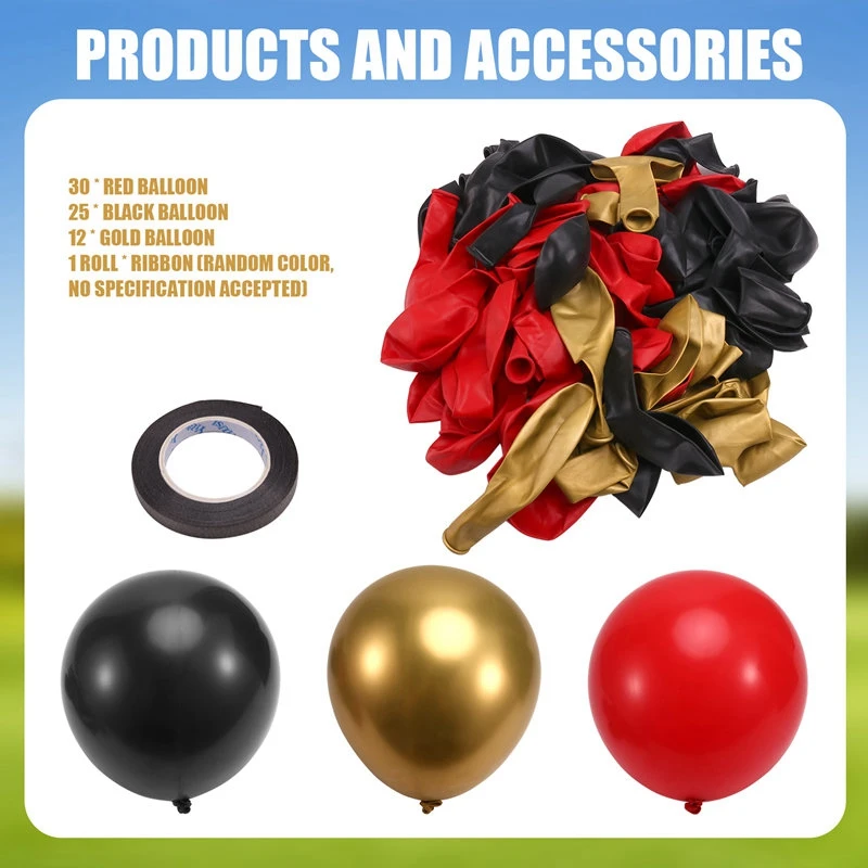 Red Black And Gold Balloons, 67Pcs 12 Inch Red And Black Balloons For Birthday, Retirement, Graduation