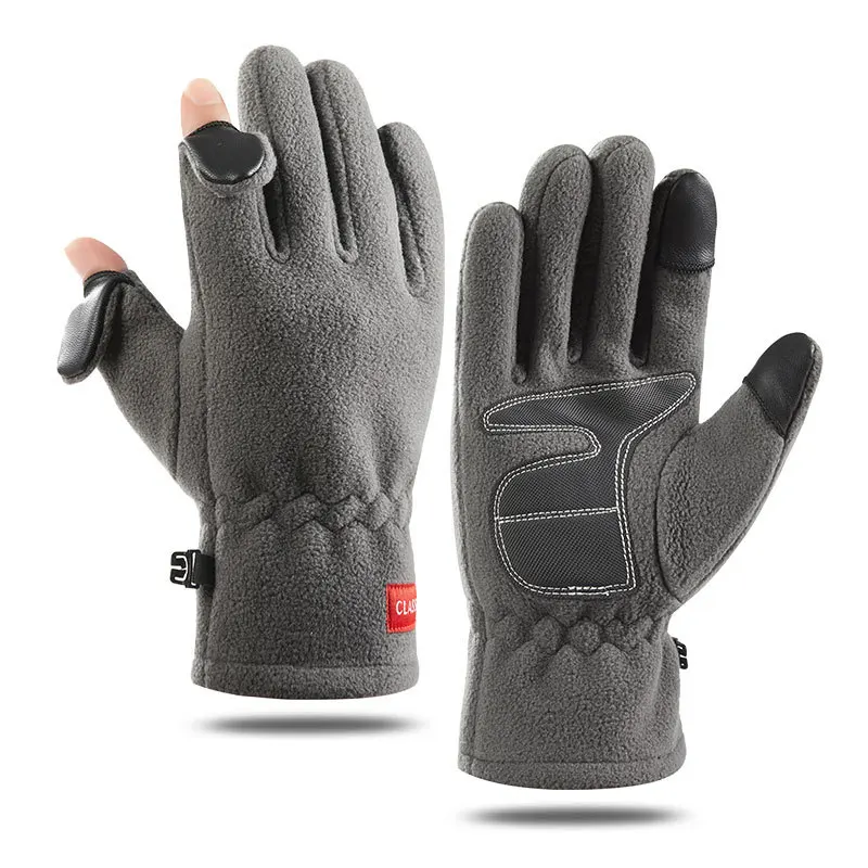 Uomo inverno pile polare Gel di silice antiscivolo Clamshell Show Finger Touch Screen guanto più velluto spesso caldo Sport guanto da ciclismo