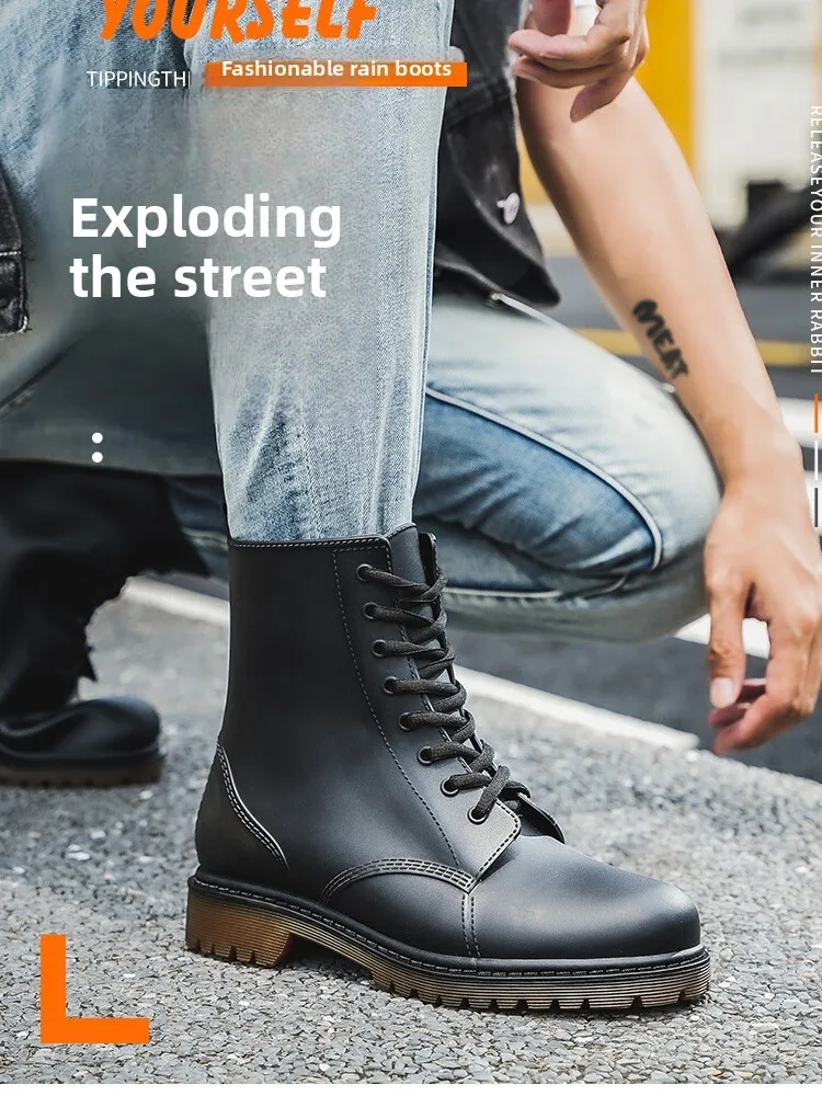 

Men's And Women's Boots Rain oes Waterproof Anti-Slip Mid-Calf Work Rubber oes Versatile Summer Pure Color Rain Boots