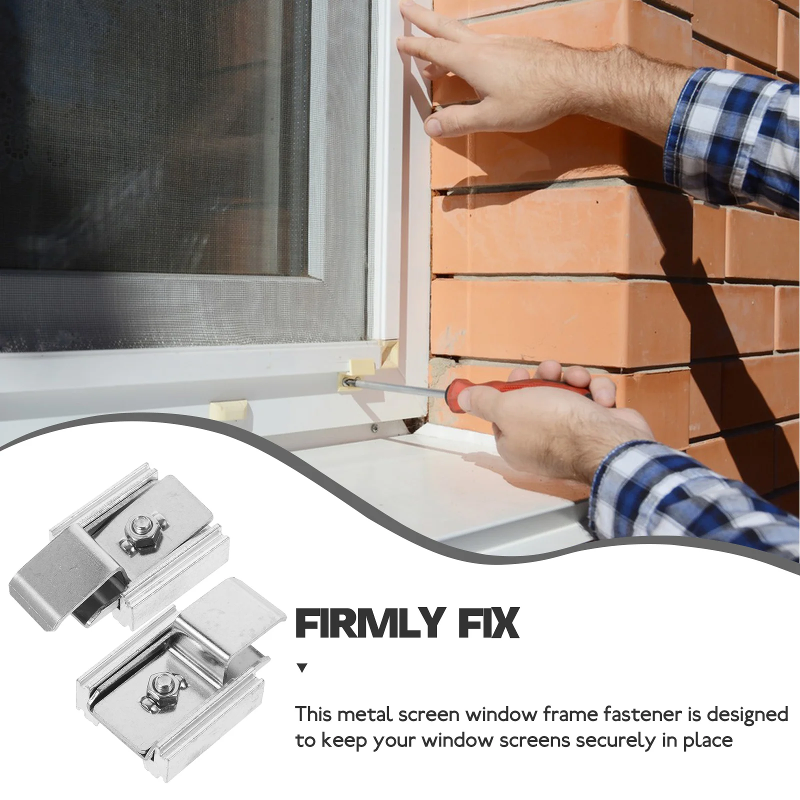 

2pcs Screen Window Fixing Clips Metal Material Easy Install No Hole Windproof Secure Hold Repair Supplies Hardware Accessories
