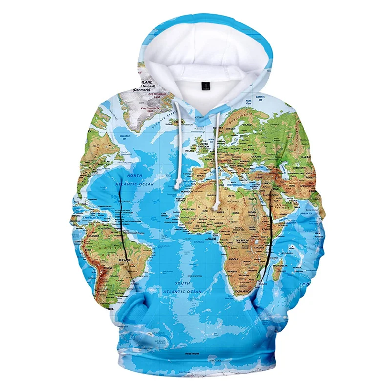 World Map Graphic Hoodie Men Clothing 3D Age of Discovery Printed New in Hoodies Women Harajuku Fashion y2k Pullover Sweatshirts