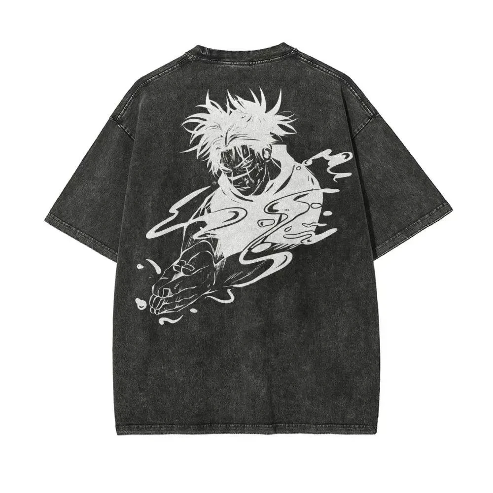 

Harajuku Vintage Washed Men's T-shirt Jujutsu Kaisen Anime Clothing Men Women Oversized Short Sleeve Tee Cotton Tshirts Tee Tops