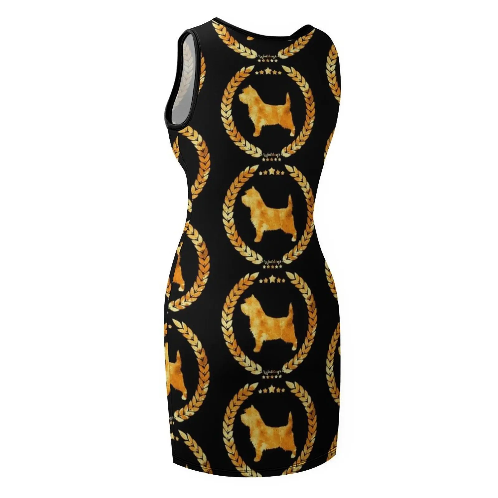 Cairn Terrier Camo Ouro Sem Mangas Vestido de Verão Mulher Vestido de Dama de Honra Mulher