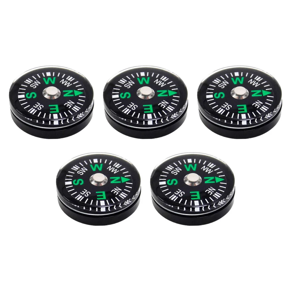 5 X Compass Oil Filled Survival Hiking for Camping Mini Backpack Miniature Navigation Small Abs Pocket Travel Black