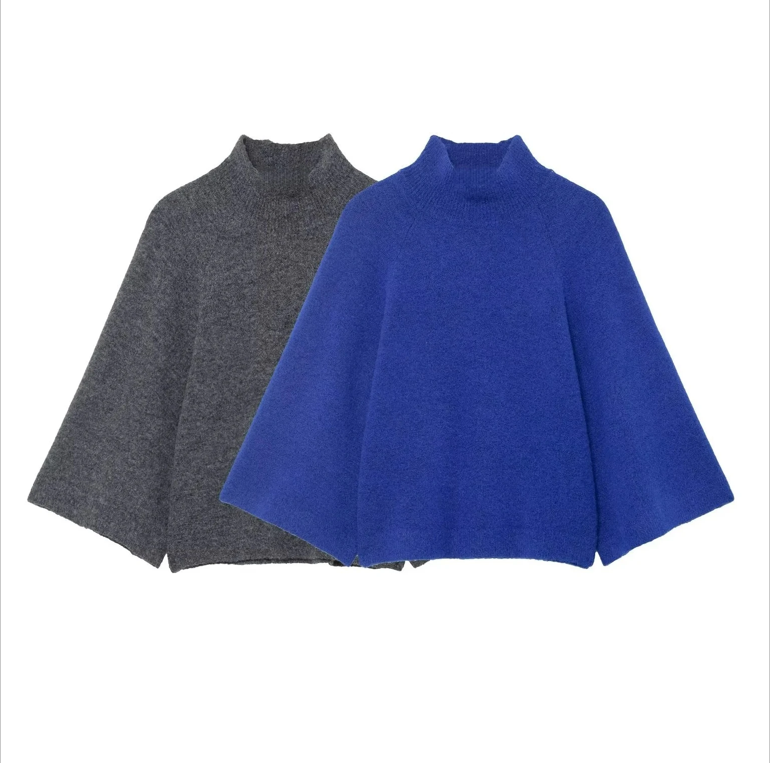 Nova moda casual feminina simples versátil gola manga larga cor sólida camisola de malha