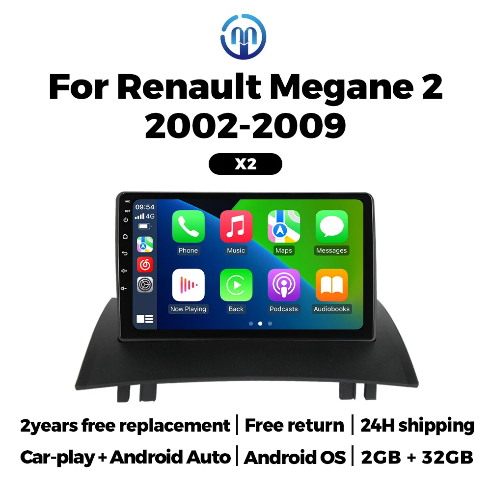 Navifly 9Inch GPS Car Stereo For Renault Megane 2 2002-2009 Wireless Carplay Android Auto BT SWC Multimedia Player FM RDS Radio