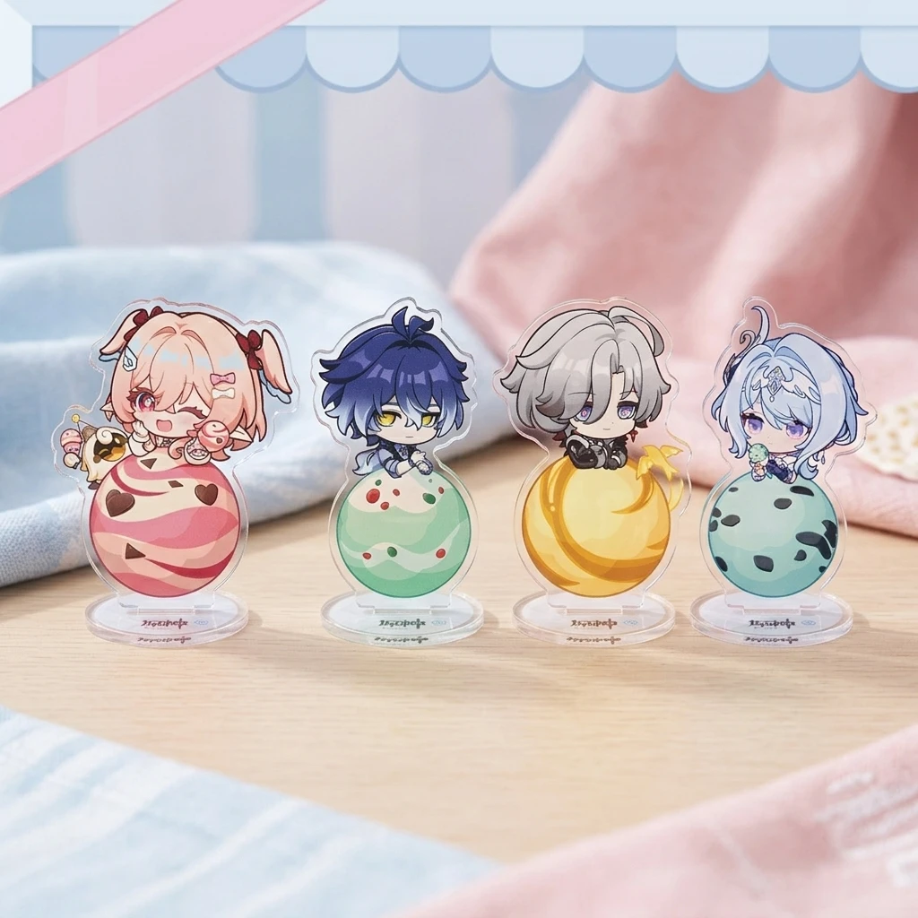 Hot Game Collab Series 2026 New Arrival Acrylic Stand Q‑Version Anime Character BR IceCream Theme Desktop Collectible Keychain