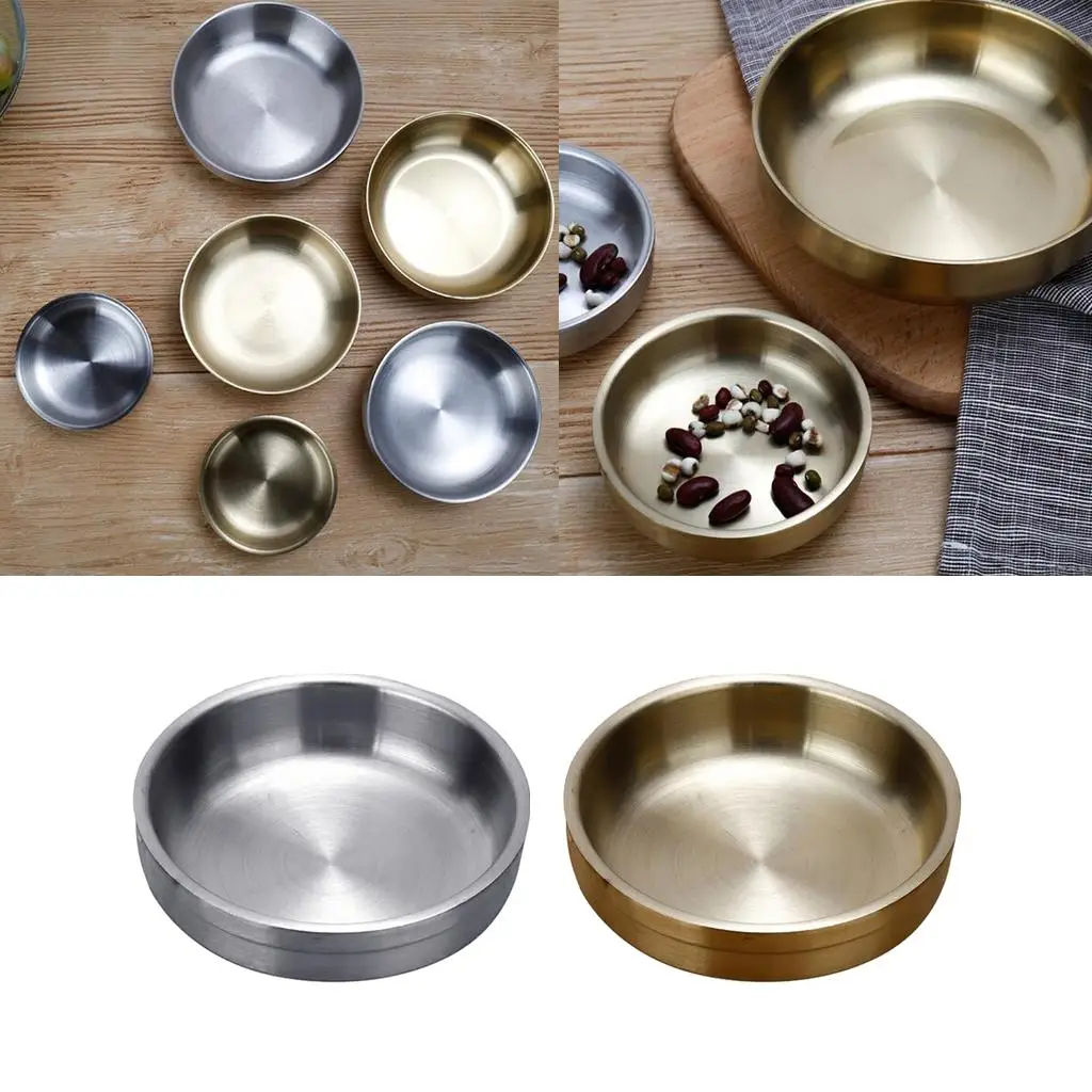 Stainless Steel Home Round Tableware Soy Sauce Wasabi Edible Oil Dish Bowl