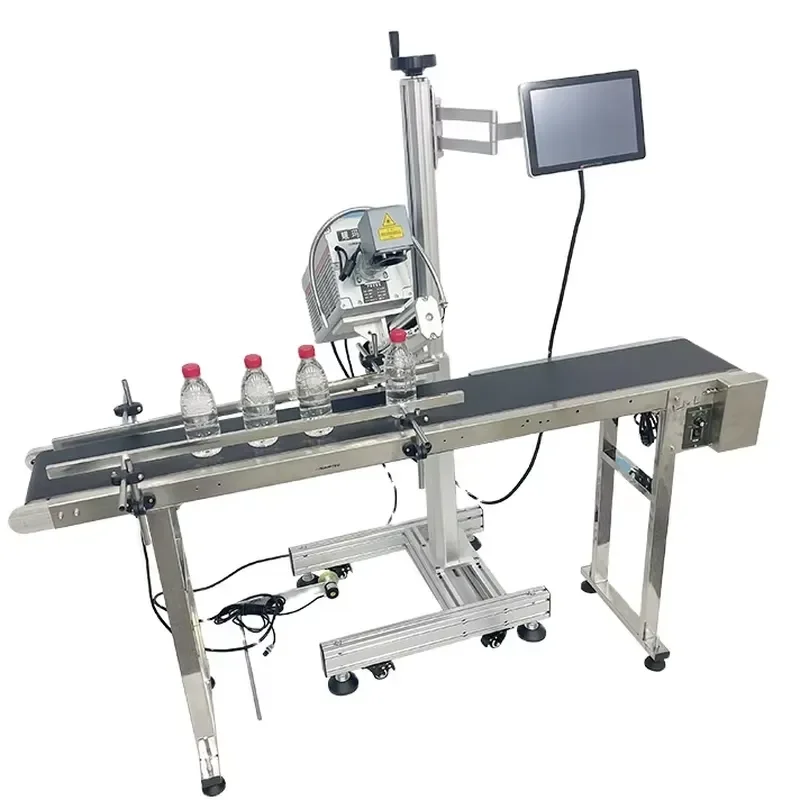 YAOMATEC Online Flying CO2 Laser Marking Machine for Expiry Date Batch Code Printing on Plastic Bags Cable Wire PET Bottles