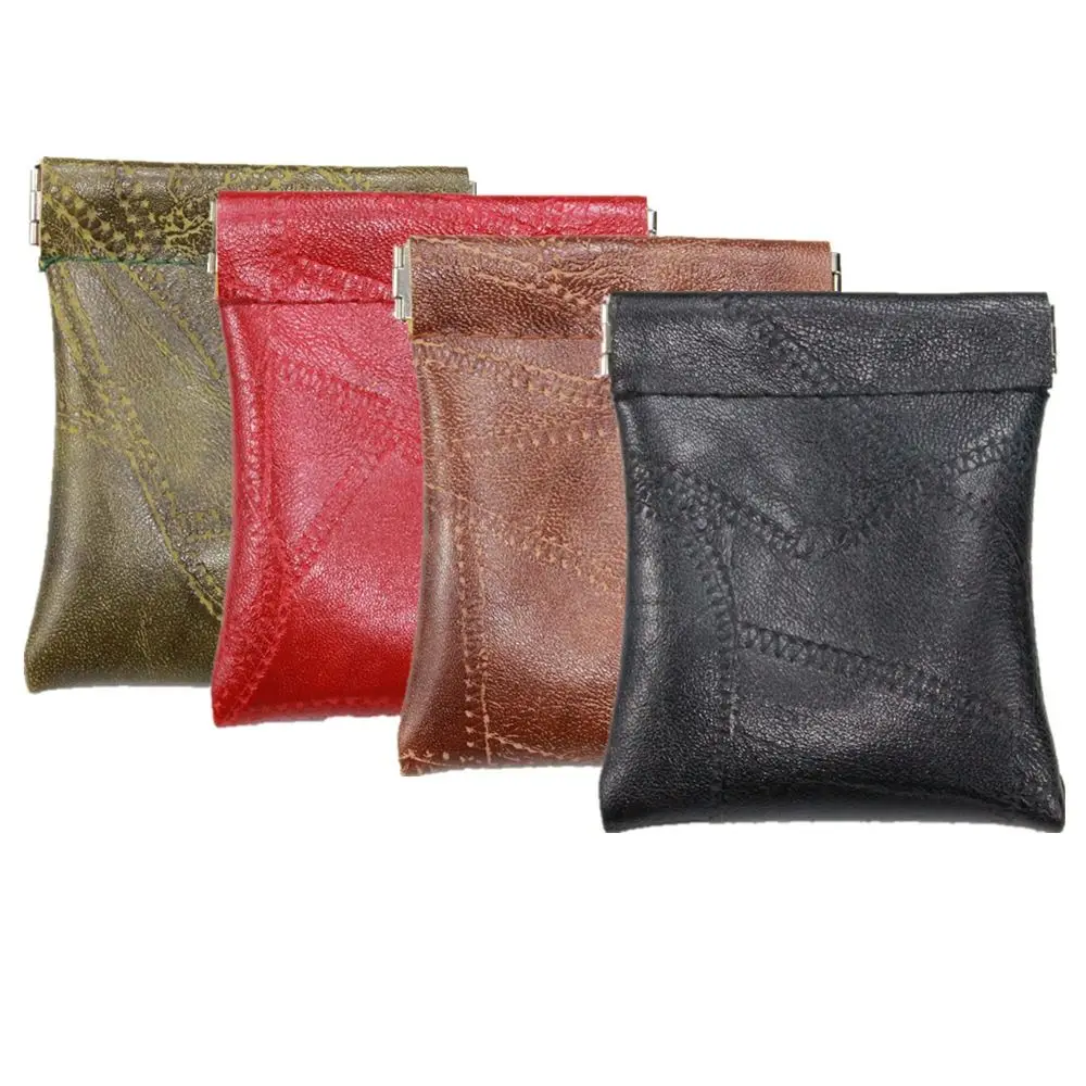 Carteira Mini Durável com Fechamento Automático em Couro, Bolsa para Batom, Porta Cartões Masculino