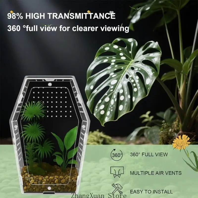 Transparenz Acryl Reptilien Terrarium Home Geräumiger Wohnbereich für Schlange 3XUF – Detail 4