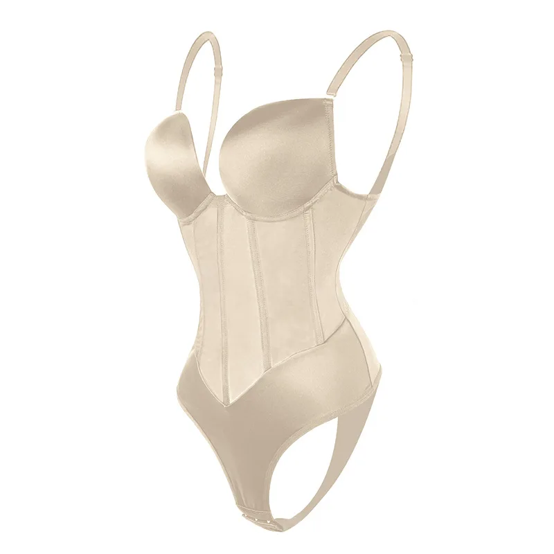 Women Body Shaper Compression Bodysuit One Piece Backless Shapewear With Bra Corset Slimming Waist Under Dress Underwear