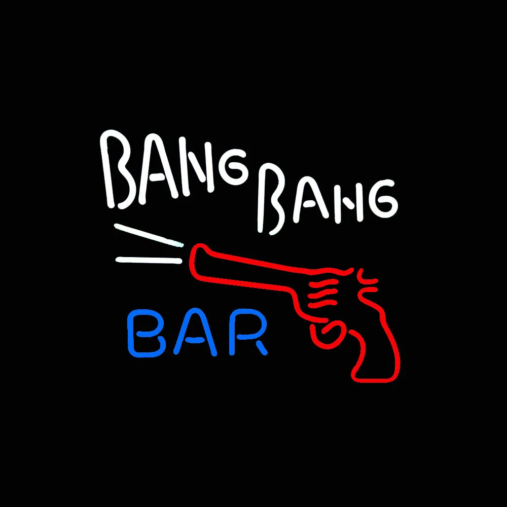 Bang Bang Gun Bar Neon Light Sign Custom Handmade Real Glass Tube Beer Store Training Advertise Room Decor Display Lamp 17