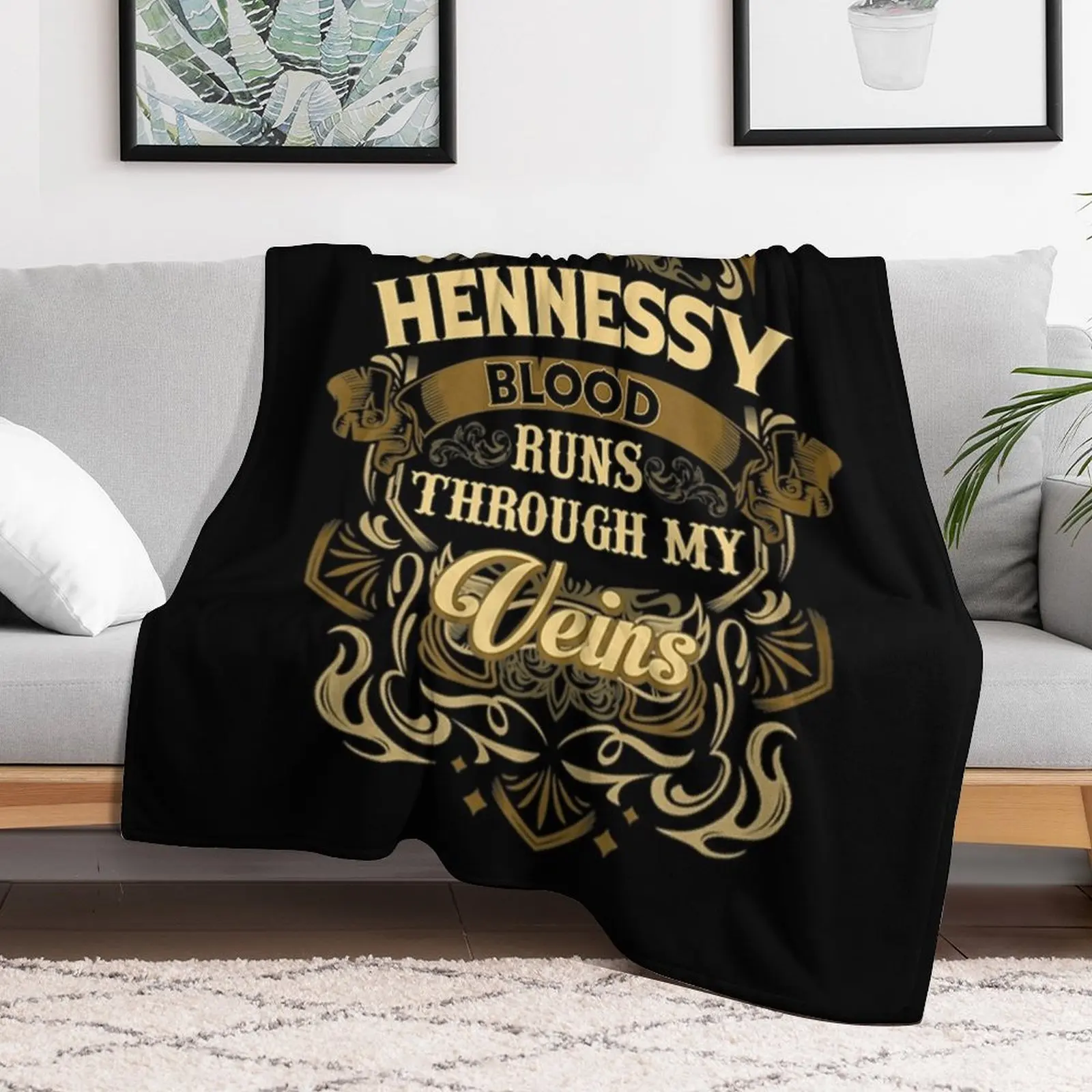 HENNESSY Blood Thru My Veins Throw Blanket Easy Care Comfortable Blanket for Couch