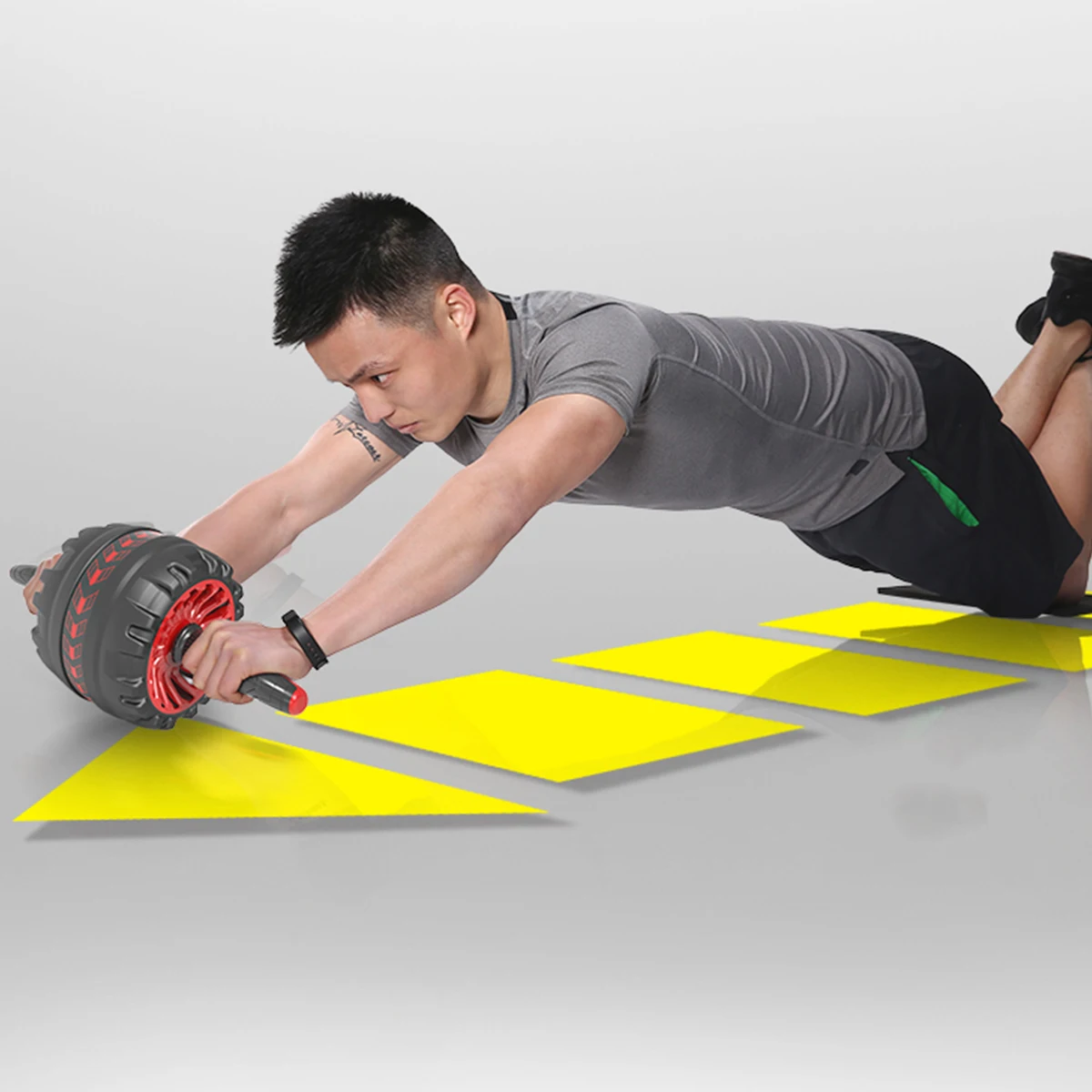 

Abdomen Trainer Rubber Widen Wheel Anti- Muscle Building Roller Fat Burning Workout Tool Abdomen Trianer