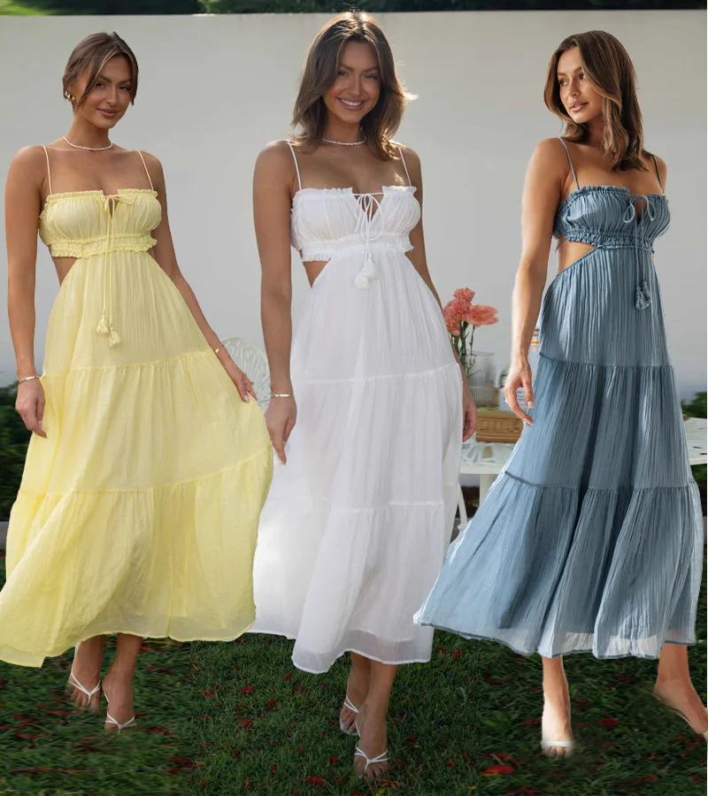 

Новая длинная юбка ter Straps Colorl Dr, сексуальная длинная юбка со средней талией, полиэстер, весна-лето, цельное платье, чистый цвет