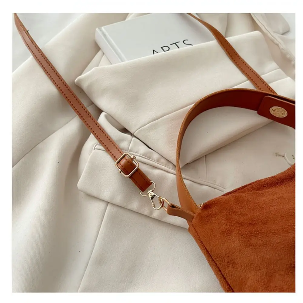 Retro Matte Suede Handbag Women Shoulder Bag Winter Trendy Underarm Purse Simple Crossbody Bag Casual Fashion Tote Bag