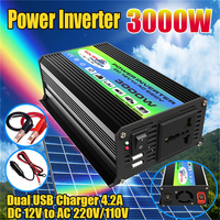 3000W Car Inverters Modified Sine Wave 12V/24V To AC110V 220VUniversal Socket Solar Inverter LED Display Dual USB Power Inverter