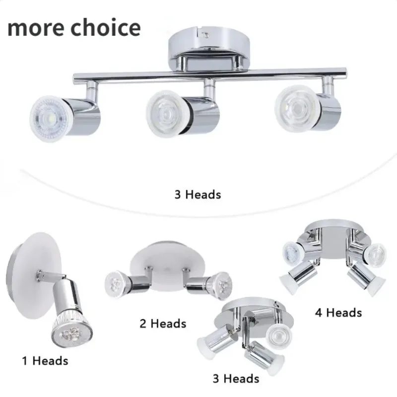 GU10 Spotlight 1 Head Chrome Iron Acrylic Design Ceiling Down Light for Home Decorative Spot Light Frame Living Room Lighting