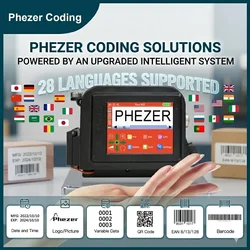 Phezer PC11Plus Handheld Inkjet Printer 12.7/25.4mm Dual-Size Smart Mini Printer QR Bar Code Expiry Date Logo Coder 28 Languages