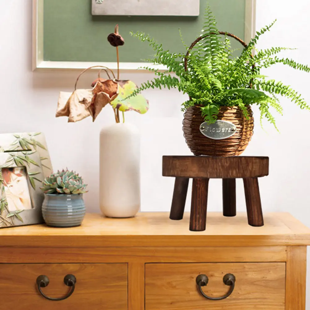 Wooden Plant Stand Long Bench Rustic Flower Pot Stool Display Shelf Balcony Garden Bonsai Holder Indoor Plant Rack