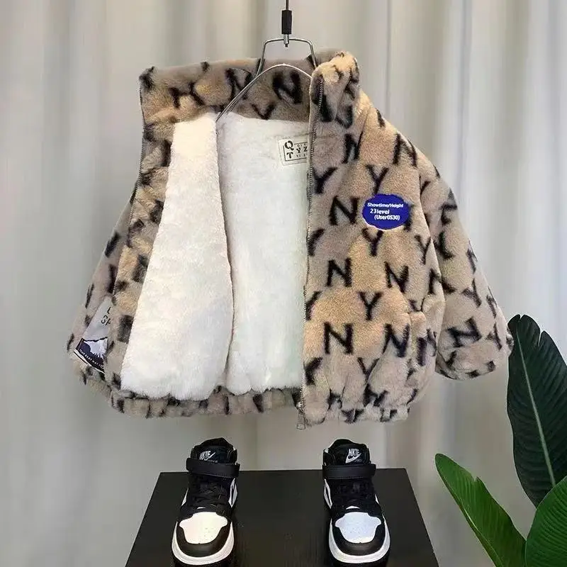 

Autumn And Winter Children's Jacket 2025 New Boys' and Girls' Thick Cotton Jacket With Velvet and Clip on Cotton Kids Top