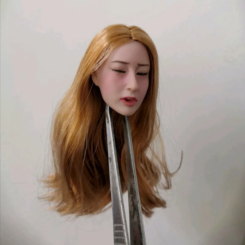 หัวตุ๊กตาผู้หญิงขนาด 1/6 สำหรับปลูกผม แกะสลักใบหน้าขณะนอนหลับ สำหรับตุ๊กตาขนาด 12 นิ้ว ผิวคล้ำ