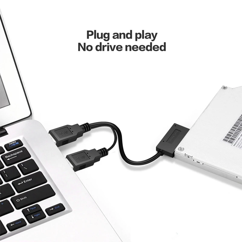 Kabel SATA 1 buah dengan catu daya USB 2.0 eksternal untuk Laptop CD-ROM DVD-ROM adaptor aneh
