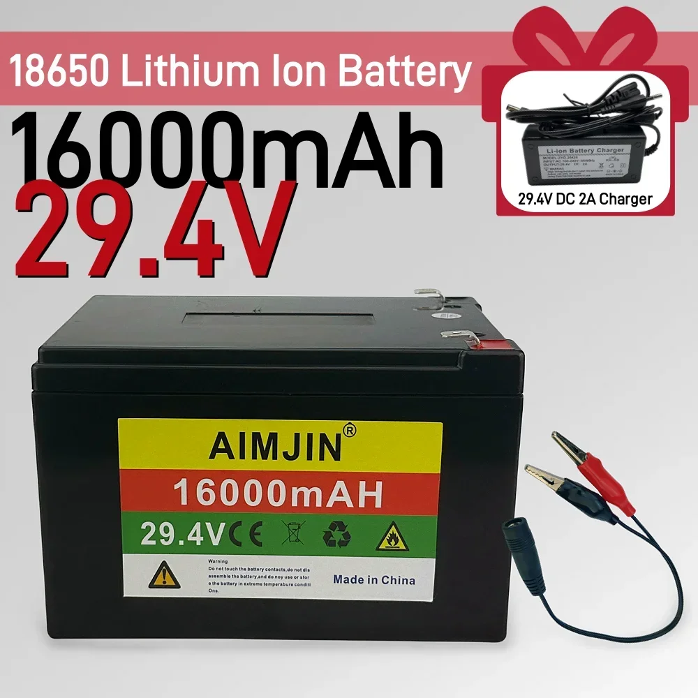 7S5P 24V 16Ah Battery Pack 500W 29.4V 16000mAh Lithium ion Battery for Wheelchair Electric Bicycle + 2A Charger