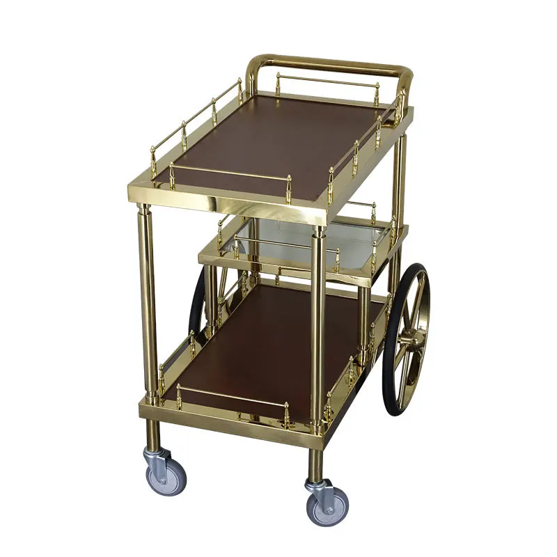Hotel dining car, tea snack trolley, hand push mobile wine delivery, car 4s shop reception cart New Chinese style