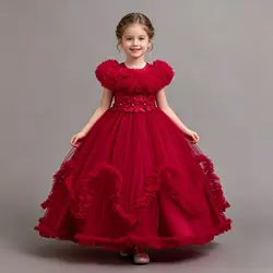 Flower girl graduation ceremony art photo dress suspender embroidered children's Communion Dress Princess Wedding Ball Dress