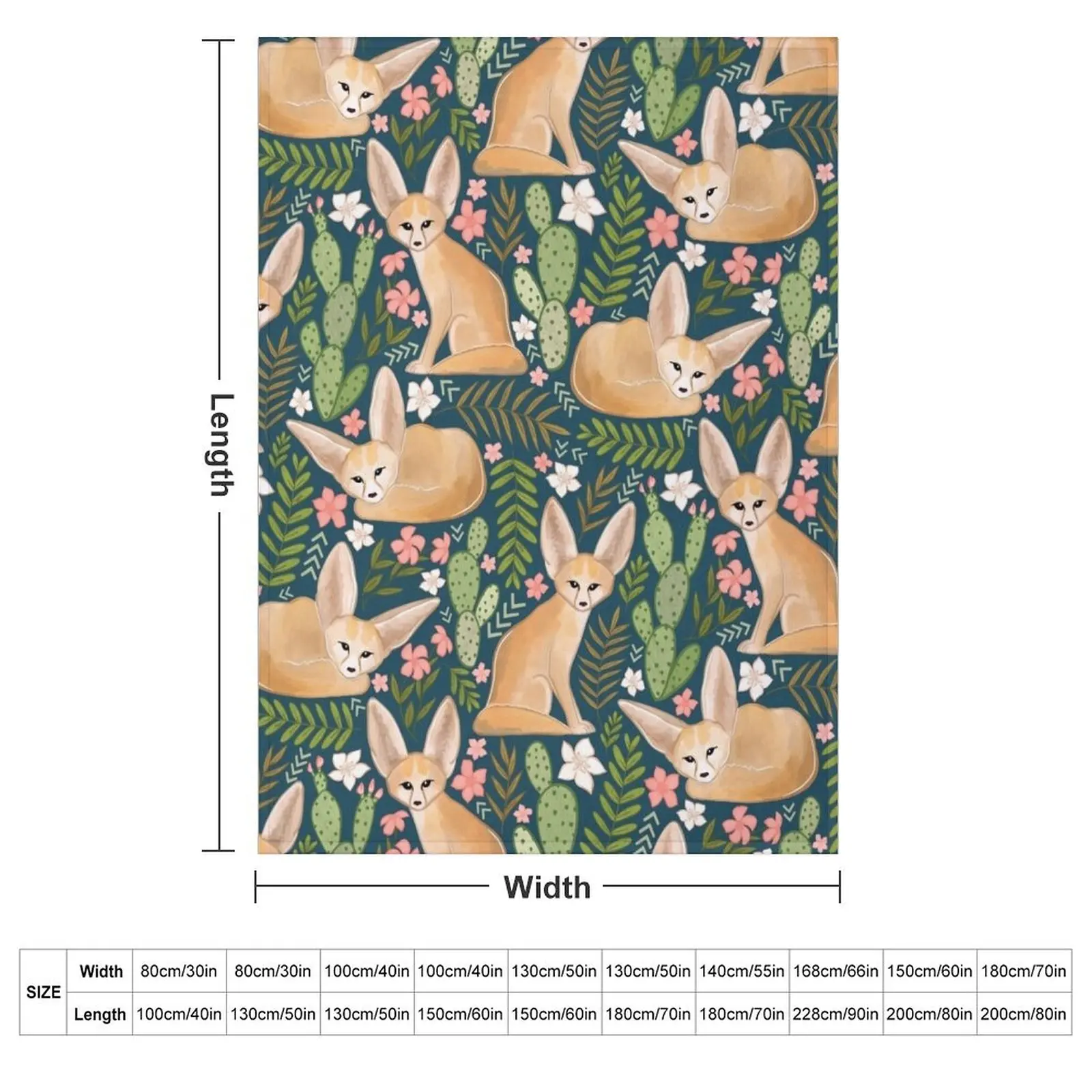 Fantastic Fennec Foxes on Navy Throw Blanket