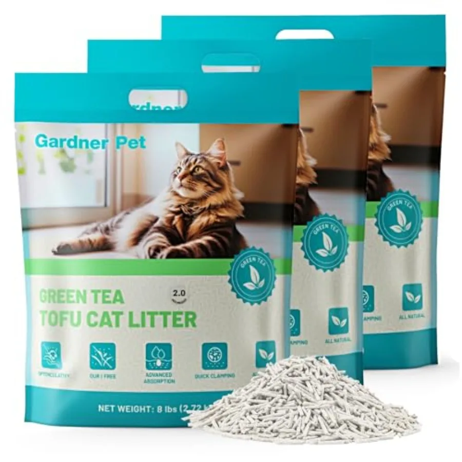 

Натуральный наполнитель для кошачьего туалета из тофу с экстрактом зеленого чая [обновленная версия 2026] – быстро впитывающий, сильно комкующийся, с низким содержанием пыли, для устранения запаха