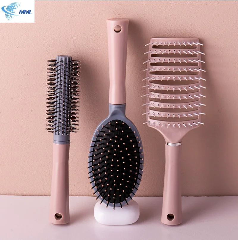 professional anti-static cylindrical bristle curly hair styling round comb nylon teeth roller comb Special for real hair wigs