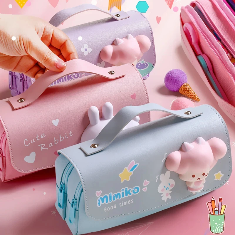 3D Kawaii Pencil Bag 3 Layers Astronaut Pencil Case Pouch Cute School Supplies Aesthetic Organizer for Girls Boys Stationery